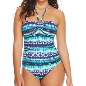 Bleu Rod Beattie Navy Bandeau Style One Piece Swim